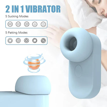 2 IN 1 Mini Headphone G Spot Vibrator Stimulator with 5 Tongue Suction & Vibration Modes