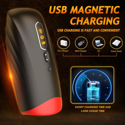 Electric Penis Trainer Vibrator Stroker Blowjob with 10 Vibrating & Sucking & Heating