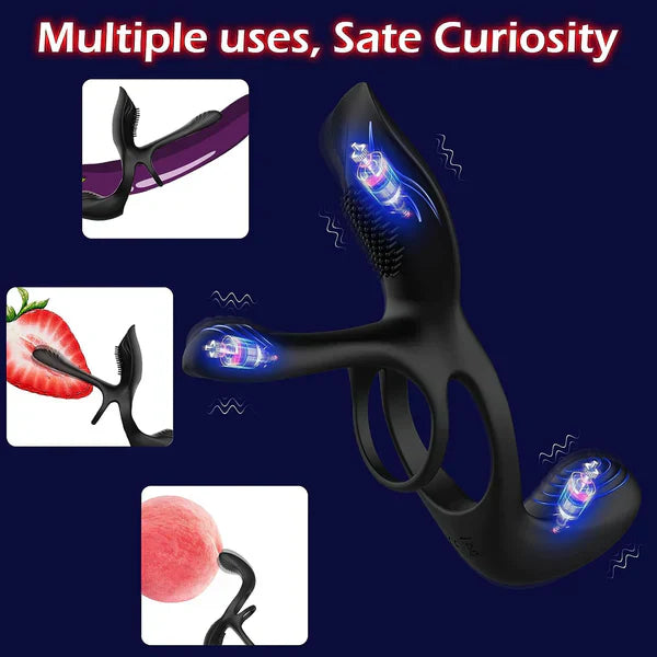 3 in 1 Anal Vibrator Prostate Massager Penis Ring with 10 Strong Vibration Modes