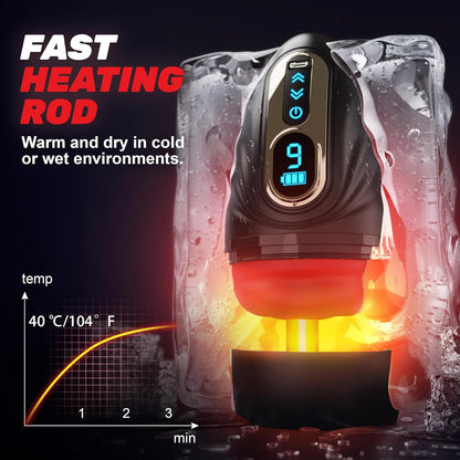 2 IN 1 Mouth-Wrapped Penis Trainer Vibrator Masturbator with 9 Vibrations & Heating