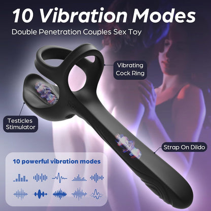 Testicles Vaginal Stimulator Cock Ring Penis Trainer Vibrator with 10 Modes
