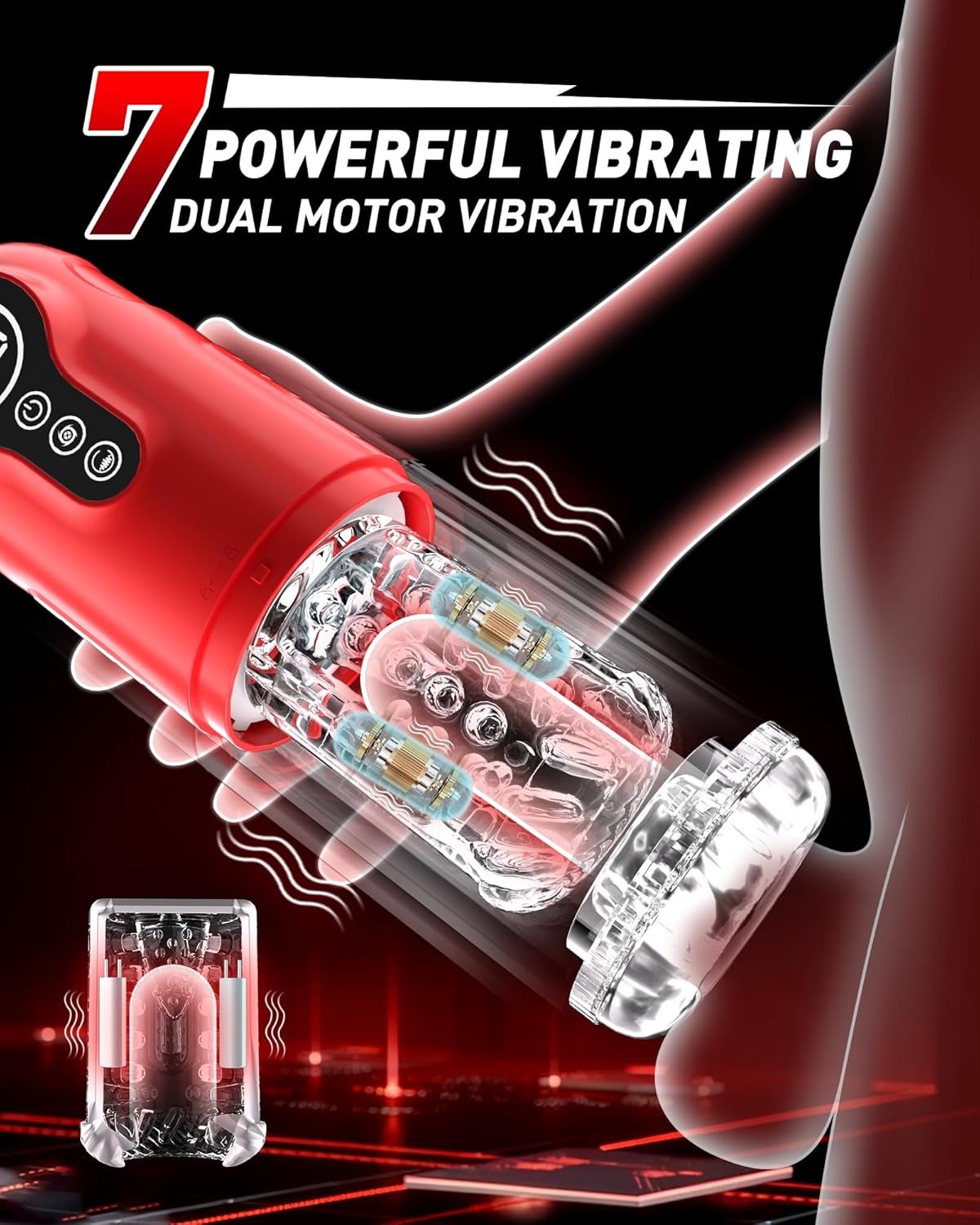 4 IN 1 Electric Masturbator Penis Pump Stroker with 7 Thrusting Rotating & Vibrating Modes
