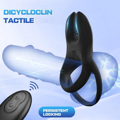 Double Cock Ring Penis Trainer Vibrator Stimulator with 10 Vibration Modes