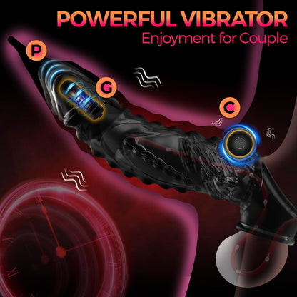 3 in 1 Black Clear Dragon Penis Sleeve Cock Sleeve Enlarger with Three Bullet Vibrators