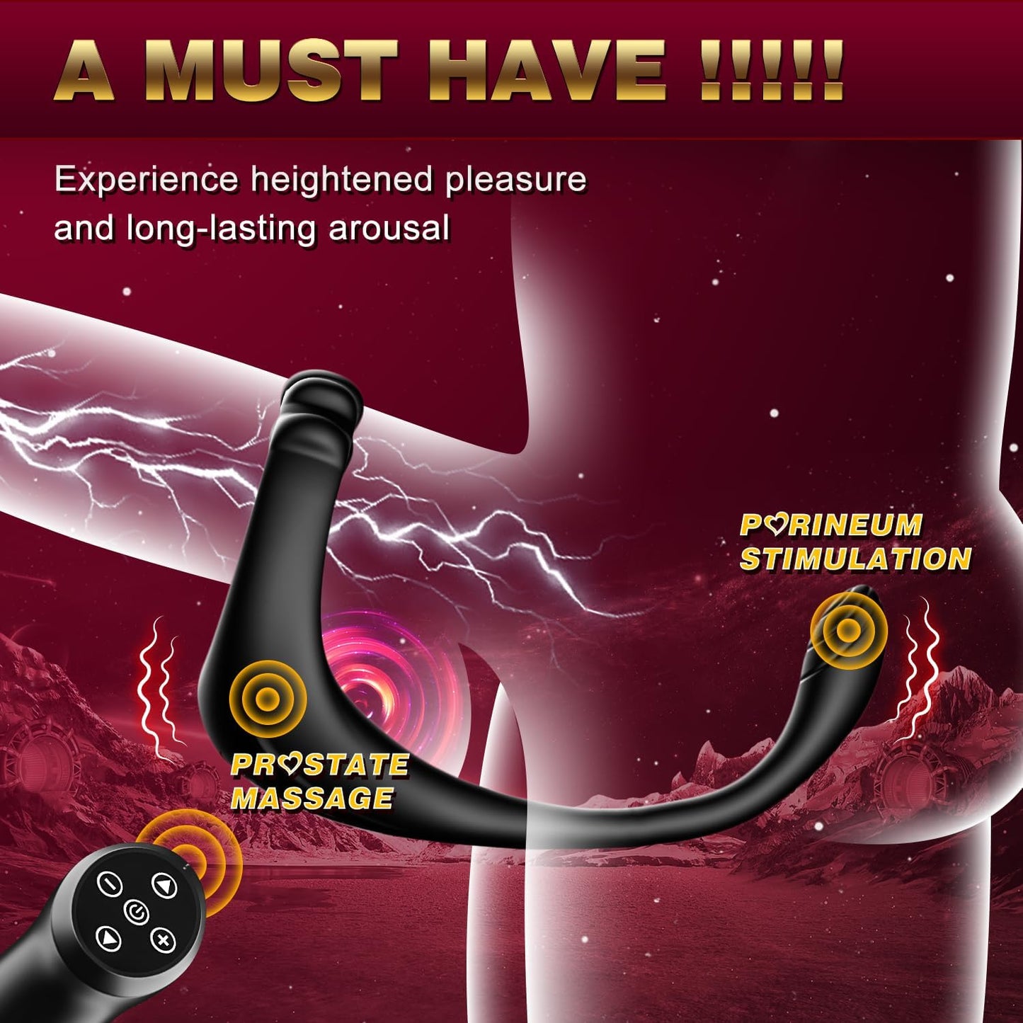 4 in 1 Prostate Massager Penis Ring Butt Plug with 10  Powerful Vibration Modes