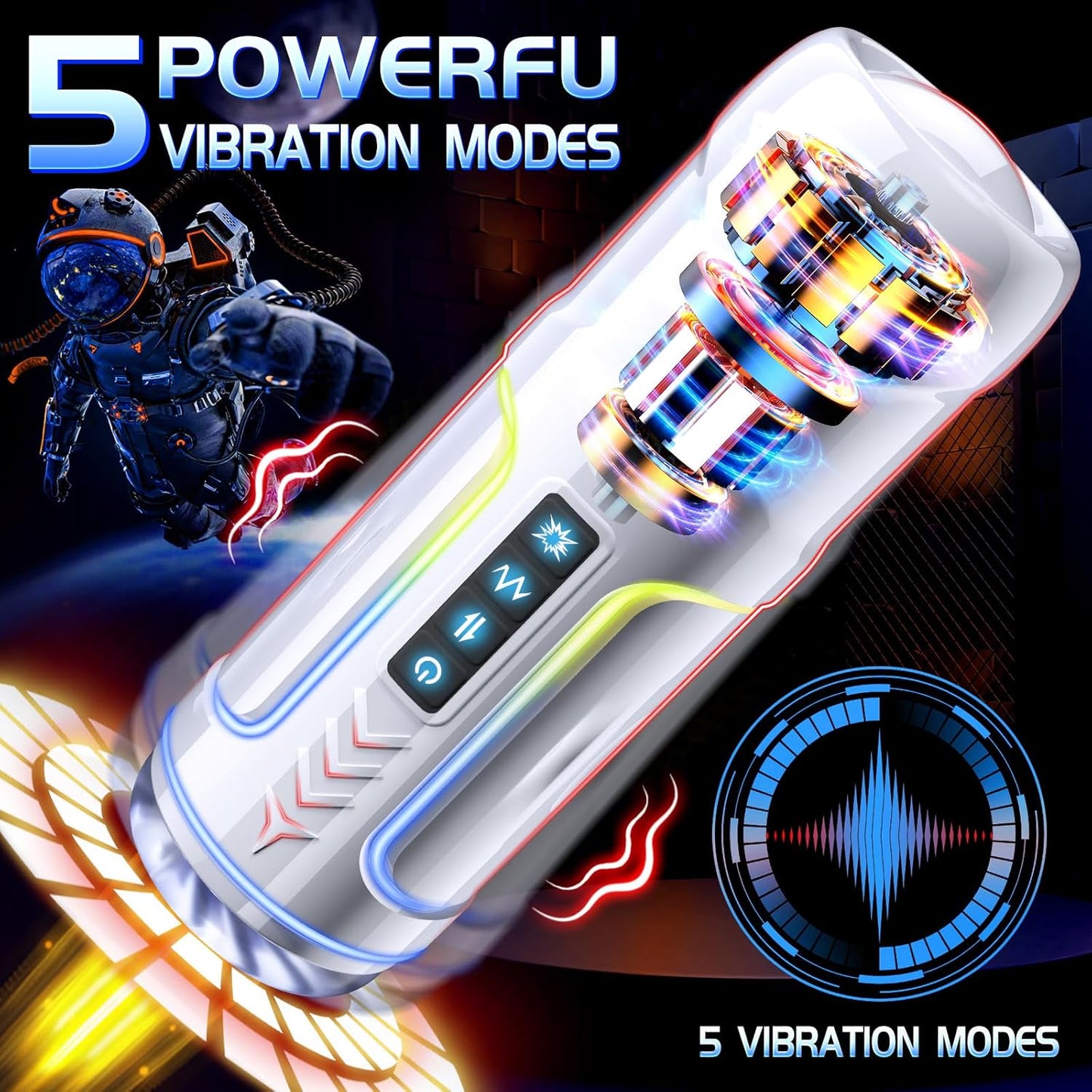 Automatic Masturbator Penis Vibrator Blowjob Machine with 5 Thrusting & Vibrating Modes