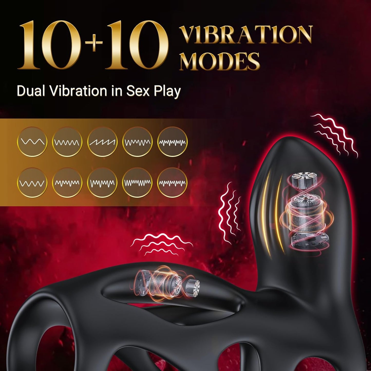 3 in 1 Cock Ring Penis Sleeve Penis Vibrator Extender with 10 Vibration Modes