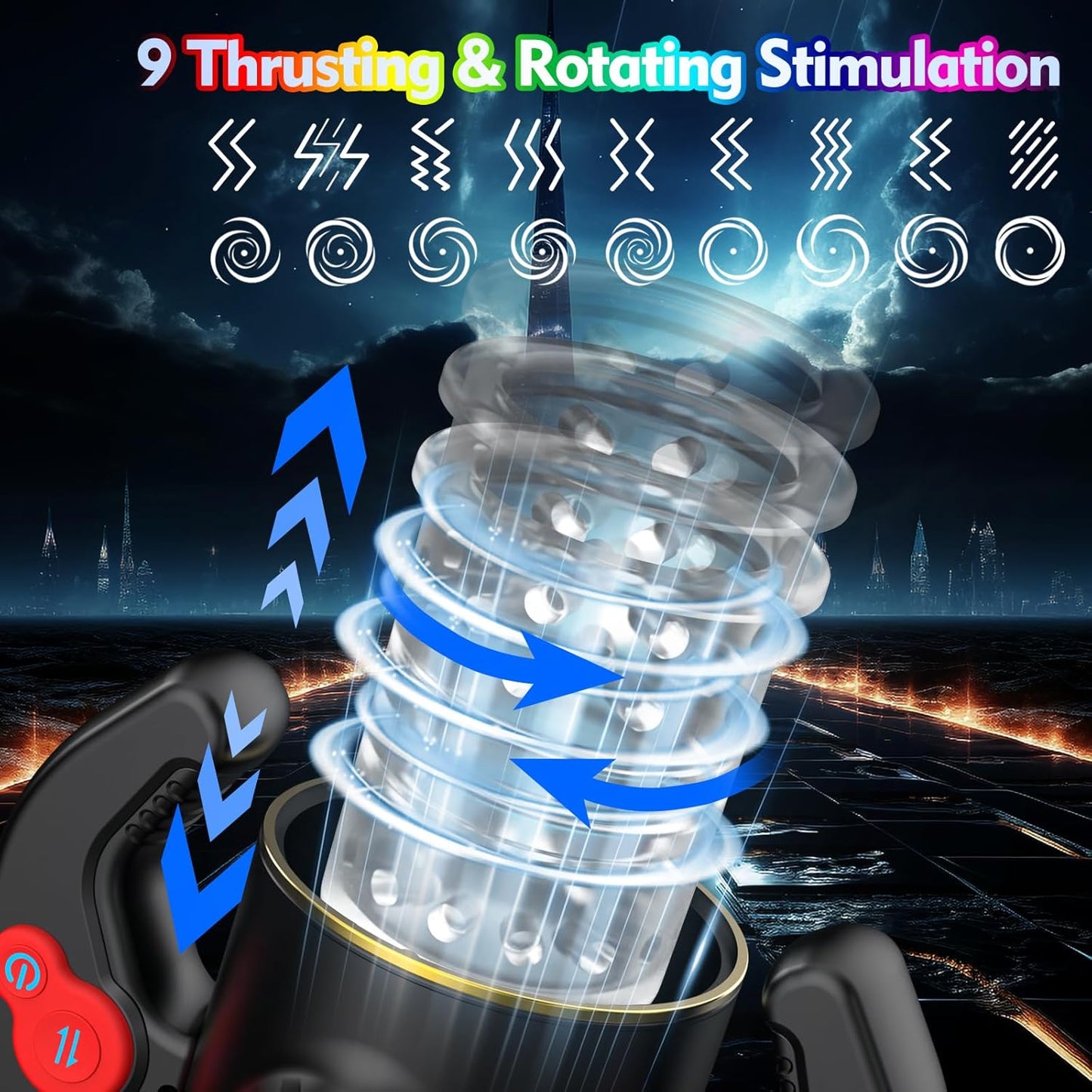 Automatic Sucking Male Masturbator Cup with 9 Thrusting Rotating Modes