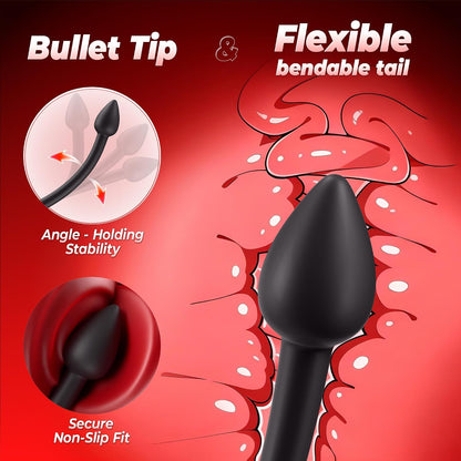 4 IN 1 Prostate Massager Anal Vibrator Penis Ring Taint Stimulator with 9 Vibration Modes