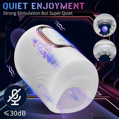 Squeezable Penis Trainer Vibrator Masturbator with 10 Tapping & Vibrating Modes