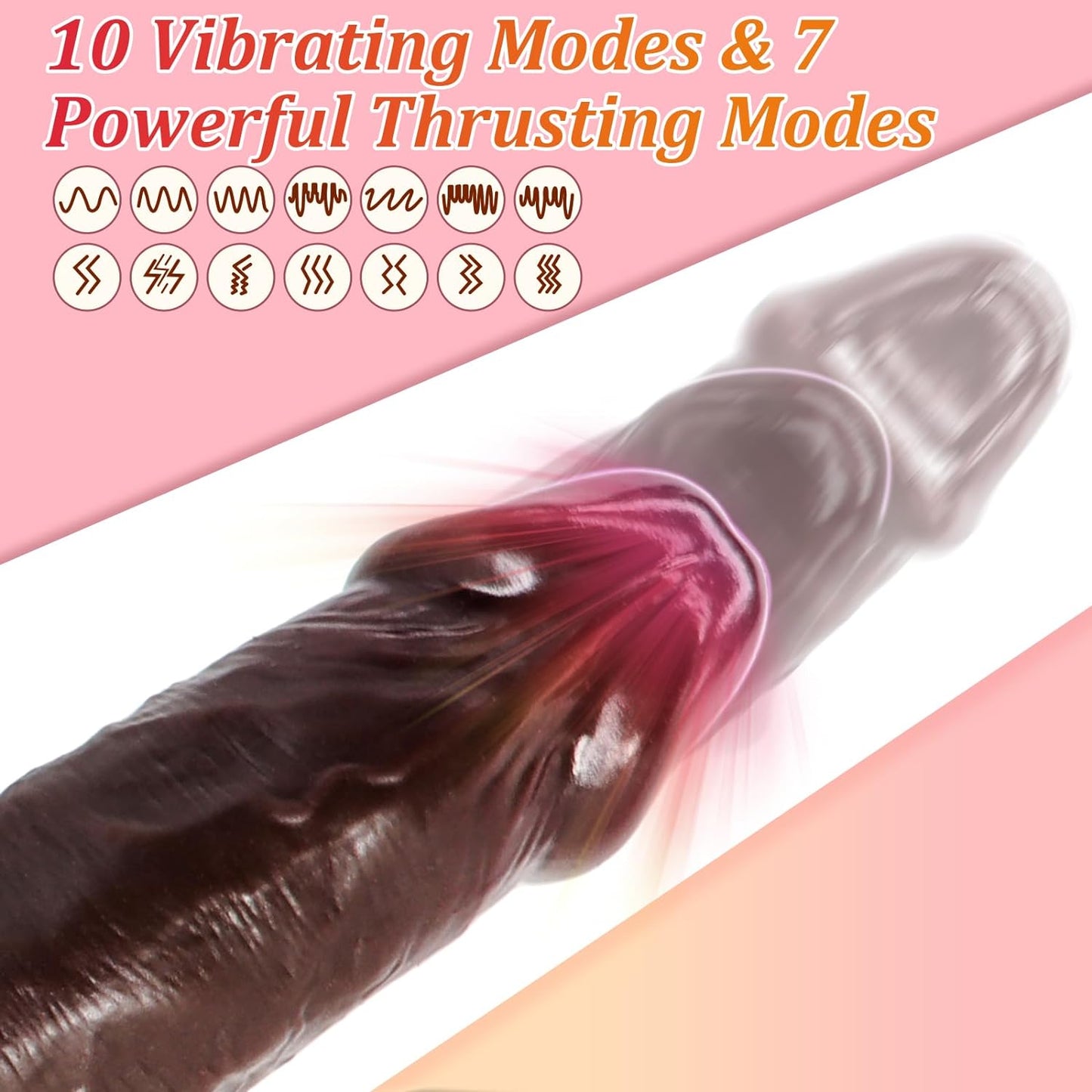 Gode ​​vibrant réaliste avec 7 modes de poussée et de rotation, 10 modes de vibration et de léchage 