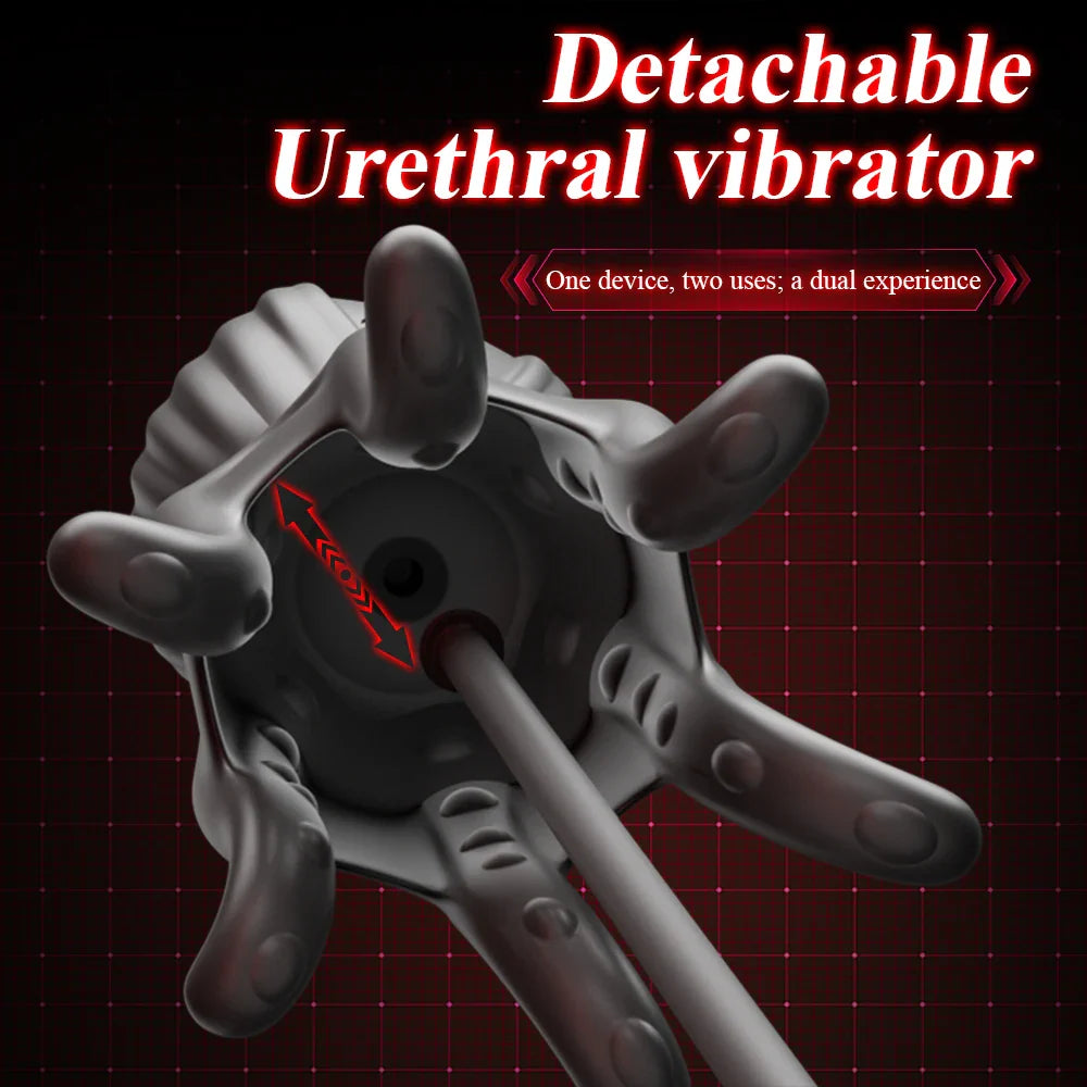 Glans Trainer Penis Massager Urethral Plug Stimulator with 10 Vibration Modes