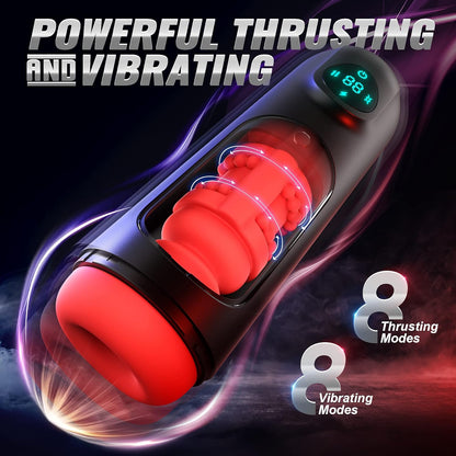 LCD Display Automatic Masturbator Stroker with 8 Vibrating & 8 Thrusting