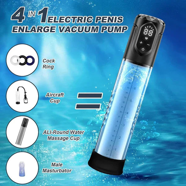 4 IN 1 Electric Penis Pump Enlarger Masturbator with 5 Suction & 5 Training Modes