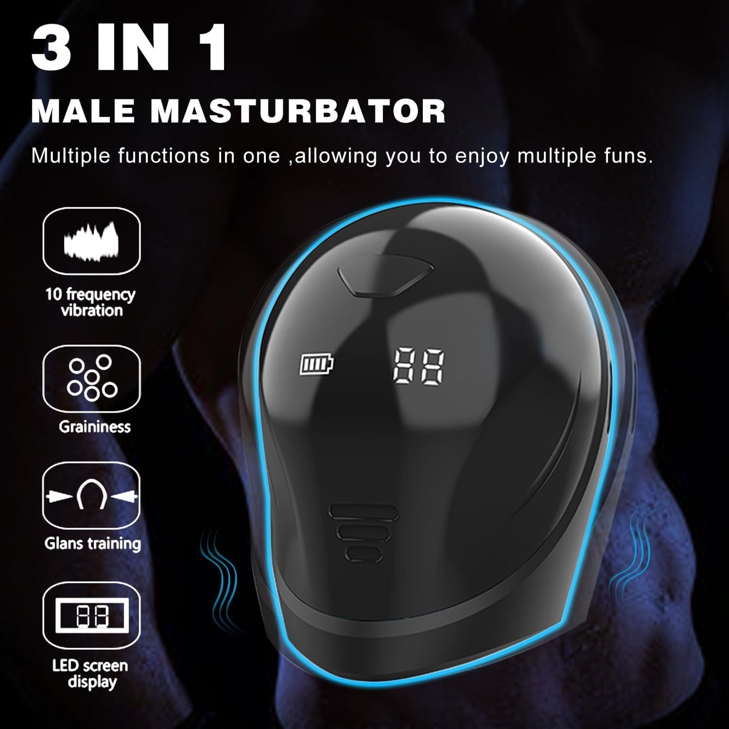 360° Wrapping Glans Blowjob Trainer Penis Vibrator Masturbator with 10 Vibrating Modes