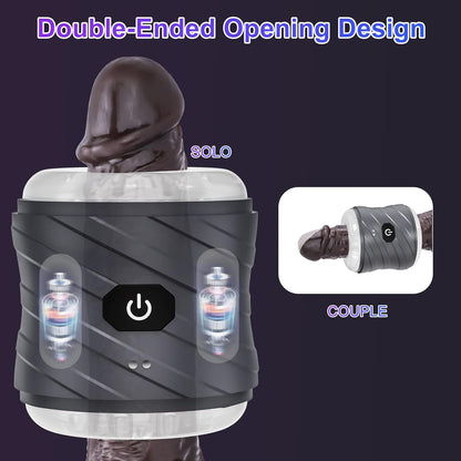 Double-ended Penis Trainer Vibrator Stroker Blowjob Masturbator with 7 Vibration Modes