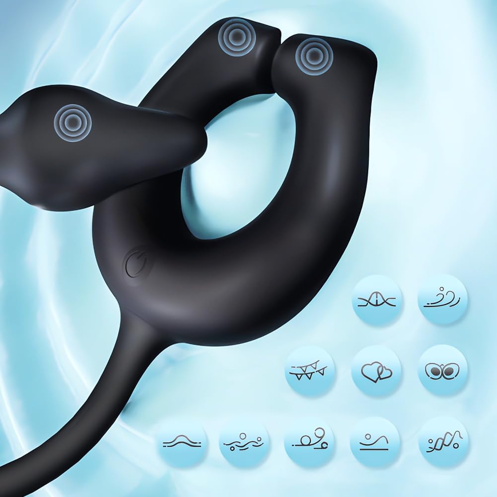 10 Intense Vibration Modes Penis Ring Prostate Massager Anal Butt Plug