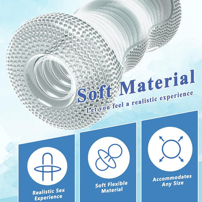 5.7” Portable Clear Stroker Deep Throat Blowjob Pocket Pussy Masturbator