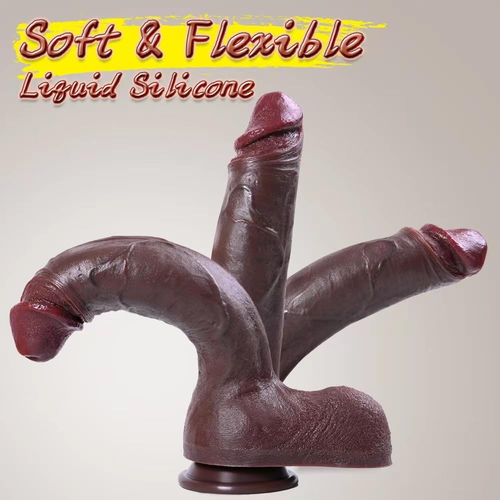 10.43 in Brown Dildos Lifelike Skin Thick Dildo with Strong Suction Cup