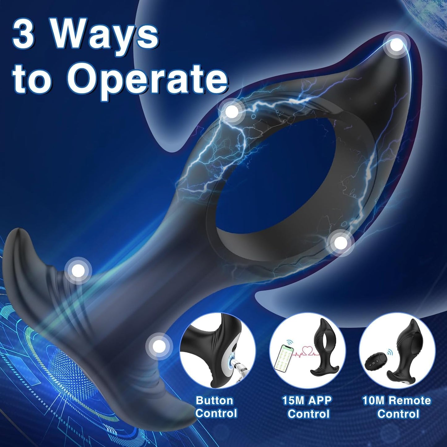 Anal Vibrator Butt Plug Prostate Massager with 3 Electric Shock & 7 Vibration Modes