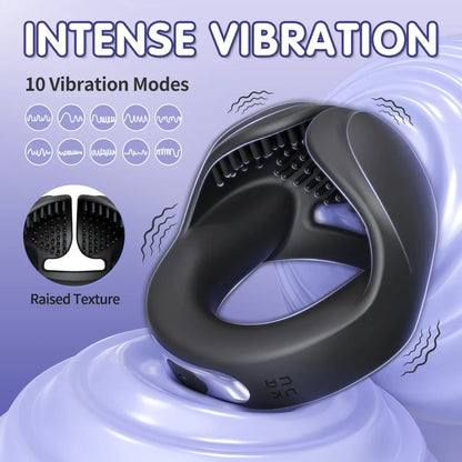 Penis Trainer Vibrator Cock Ring Testicle Stimulator with 10 Vibration Modes