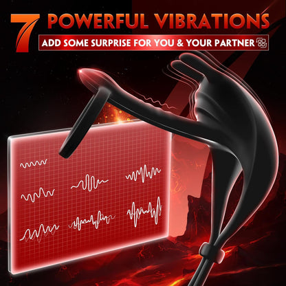 3 IN 1 Adjustable Penis Ring Male Vibrator with 7 Vibration Modes