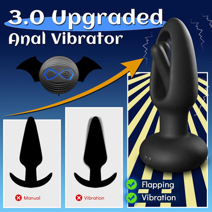 Prostate Massager Anal Vibrator Butt Plug with 10 Flapping & Vibration Modes