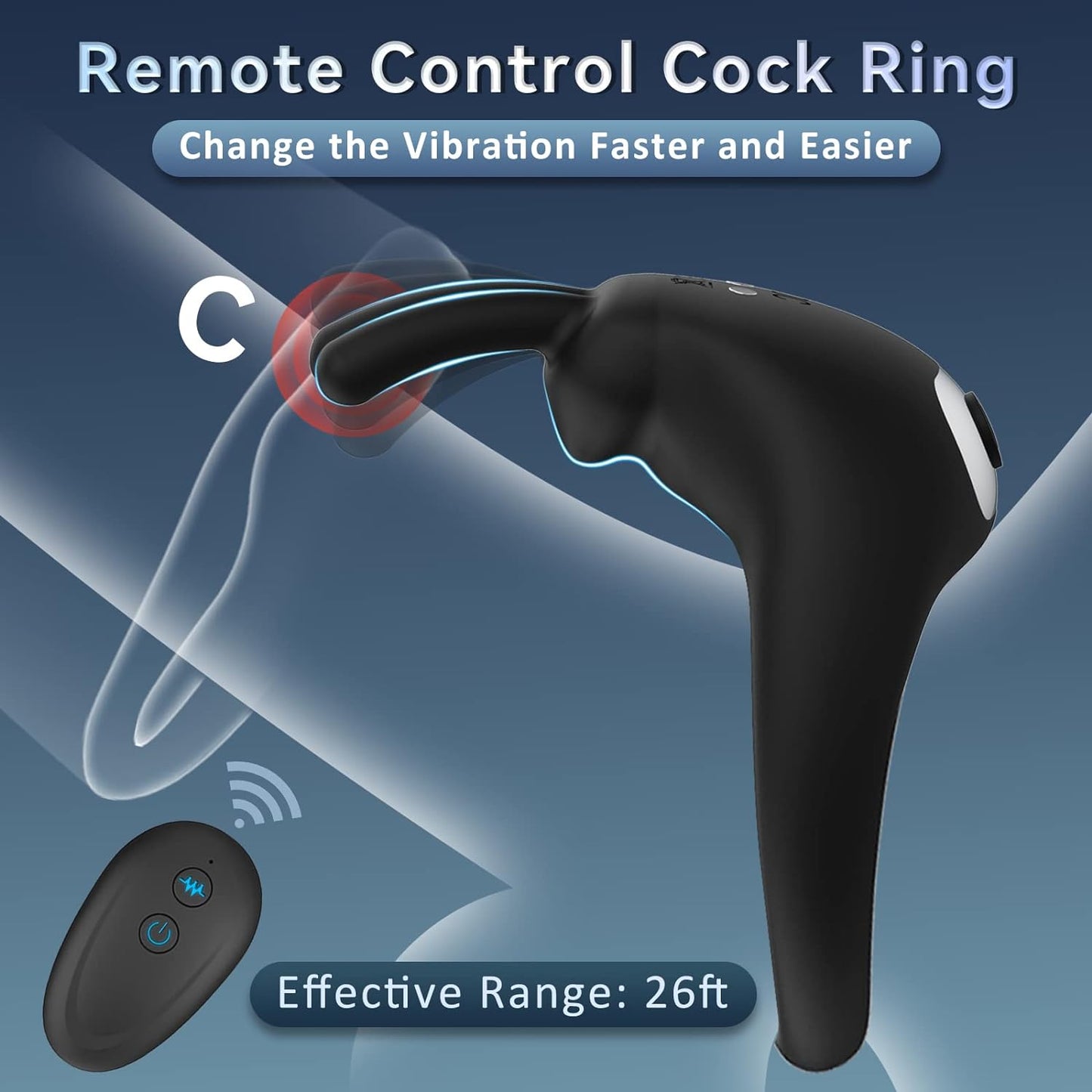 Bunny Rabbit Shaped Penis Ring Remote Control with 10 Vibrations