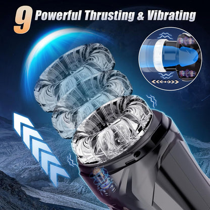 Automatic Masturbator Penis Pump Blowjob with 9 Thrusting/Sucking/Vibrating Heating