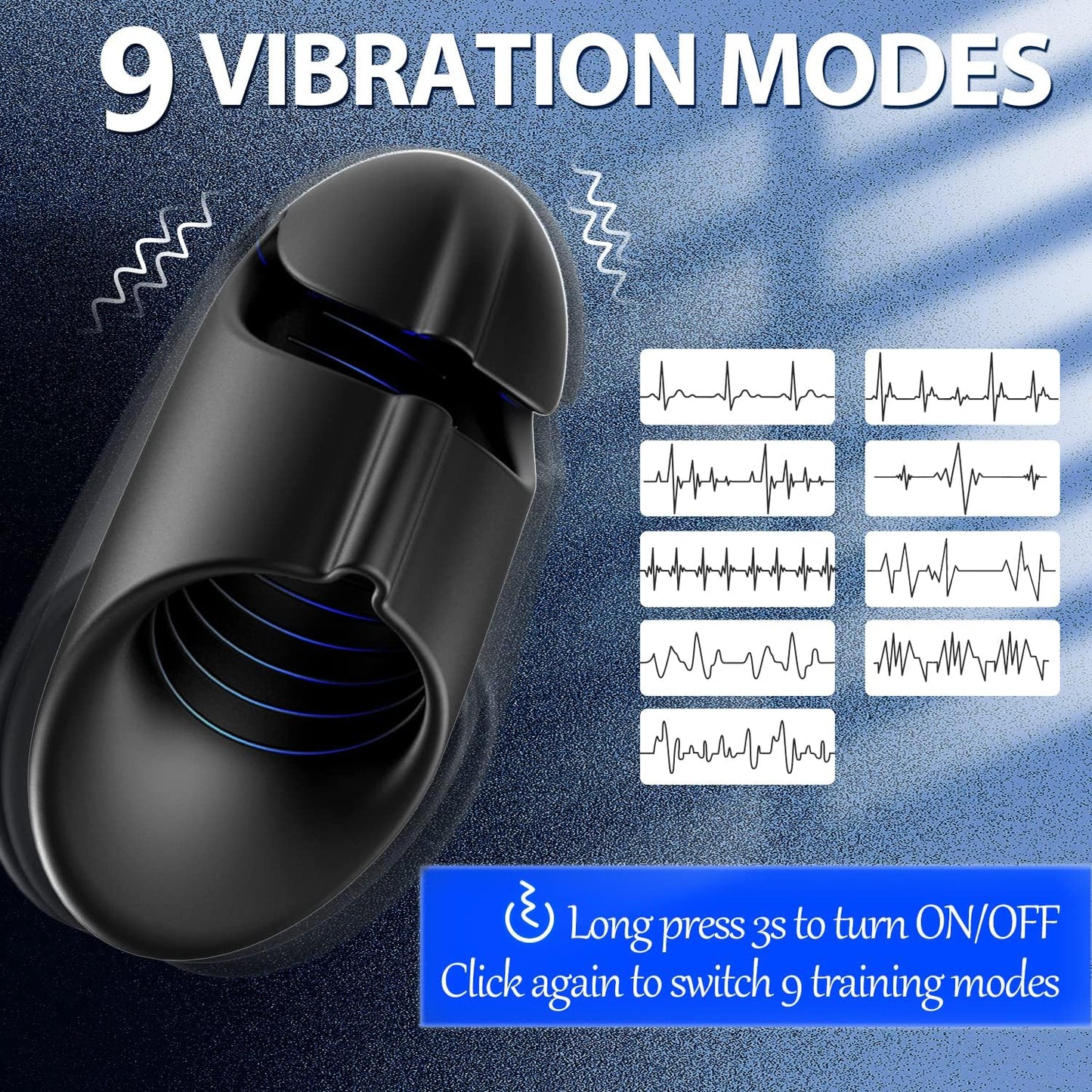 Automatic Penis Vibrator Glans Trainer Stimulator with 9 Powerful Vibration Modes
