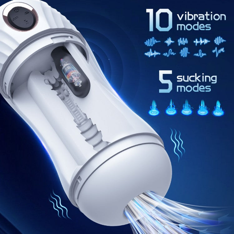 Automatic Masturbator Oral Stroker Blowjob with 5 Sucking & 10 Vibrating Modes
