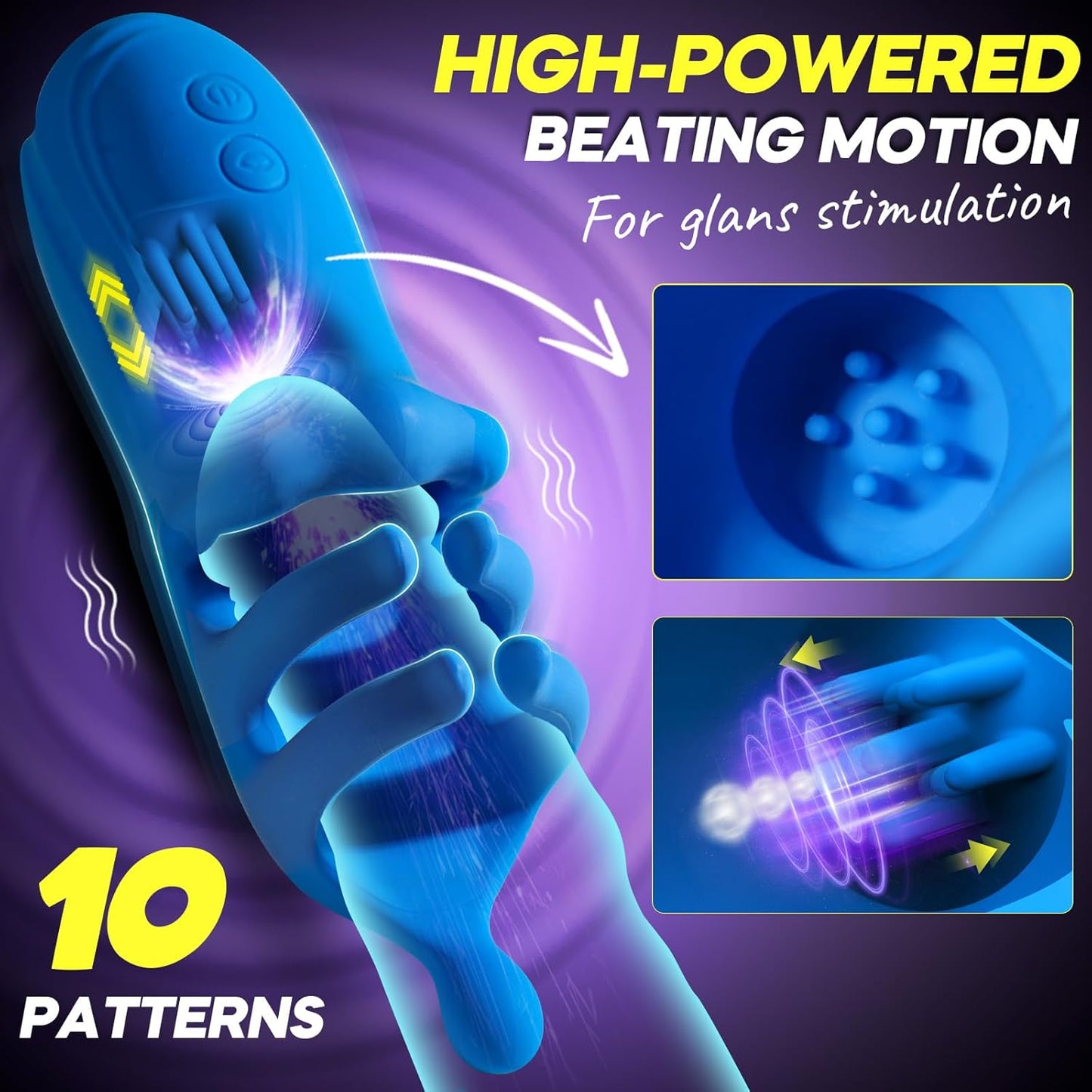 360° Tentacle Wrap Penis Vibrator Glans Trainer Stroker with 10 Beating & 10 Vibrations Modes