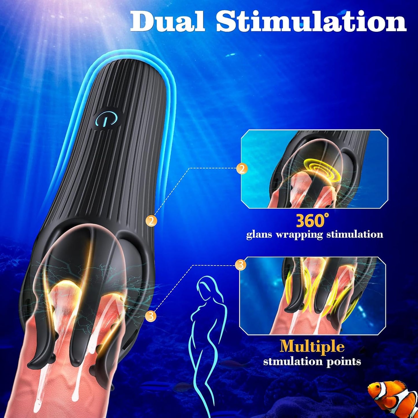 3 IN 1 Penis Vibrator Glans Trainer Masturbator with 10 Vibration & Licking Modes