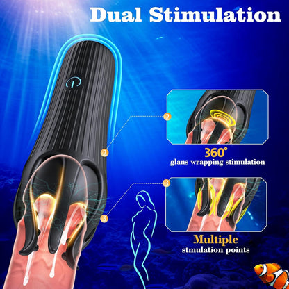 3 IN 1 Penis Vibrator Glans Trainer Masturbator with 10 Vibration & Licking Modes