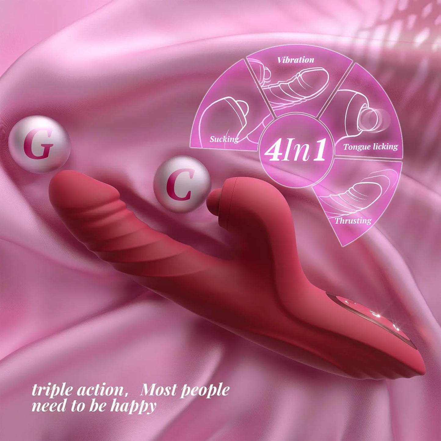 Thrusting G Spot Vibrator Clitoral Stimulator with 10 Vibration & 7 Thrust & Licking Modes