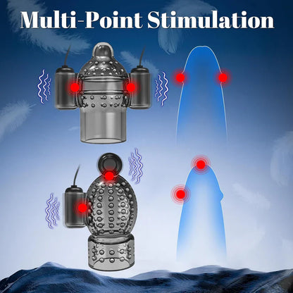 Electric Penis Trainer Vibrator Set Glans Stimulator with 7 Vibration Modes