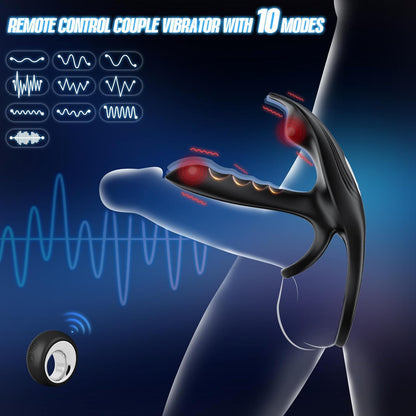 3 IN 1 Penis Ring Vibrator G-Spot & Clitoral Stimulator with 10 Vibration Modes