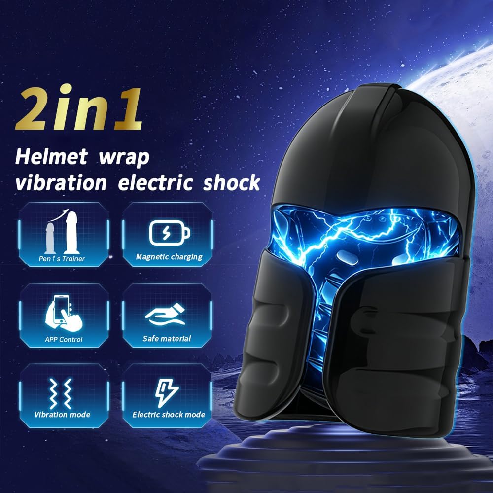 E-stim Glans Vibrator Penis Trainer Stimulator with 12 Vibration & 7 Electric Shock Modes