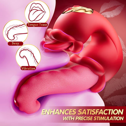 4 IN 1  Rose Vibrator G Spot Clit Stimulator with 10 Licking Clitoral & 10 Vibration Modes