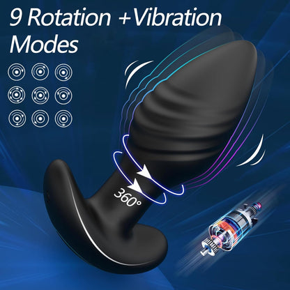 APP Control Classic Anal Vibrator Butt Plug with 360° Rotation & 9 Vibration Modes