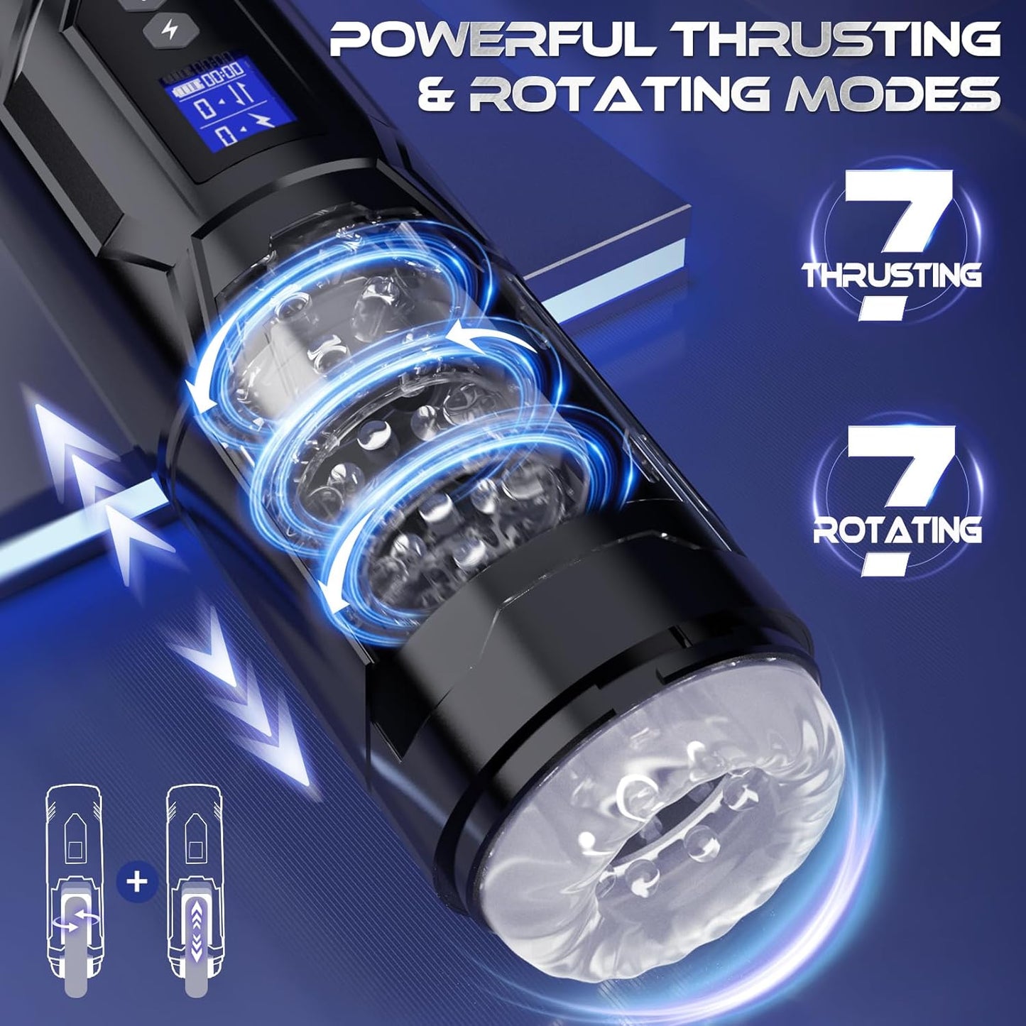 360°Deep Thrusting & Rotating Male Masturbator with 7 Vibrating Modes