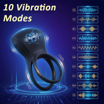 E-stim Cock Ring Penis Trainer Stimulator with 10 Vibrations & 5 Electric Shocks