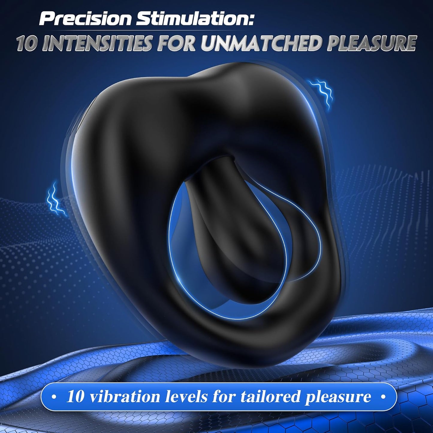 360° Adjustable Cock Ring Penis Vibrator with Bead Prostate & 10 Vibration Modes