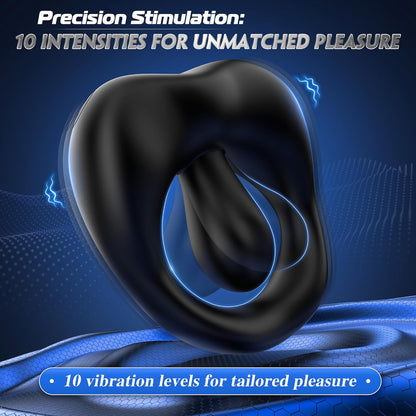 360° Adjustable Cock Ring Penis Vibrator with Bead Prostate & 10 Vibration Modes