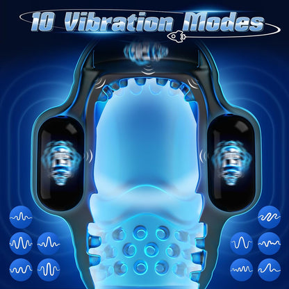 4 IN 1 Electric Masturbator Penis Trainer Vibrator with 10 Vibrating Modes & 3 Motors