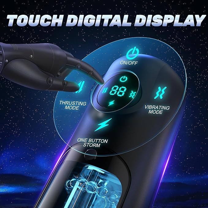 LCD Display Electric Masturbator Stroker Blowjob with 8 Vibration and Thrust Modes