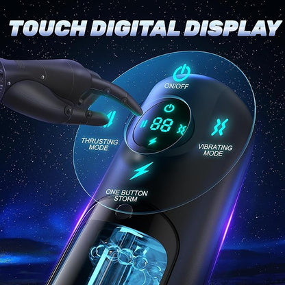 LCD Display Electric Masturbator Stroker Blowjob with 8 Vibration and Thrust Modes