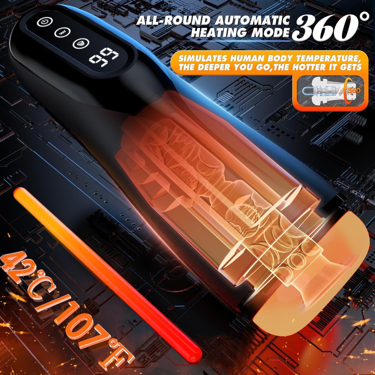 Upgraded Automatic Masturbator Sex Machine Stroker with 9 Sucking Vibrating Heating