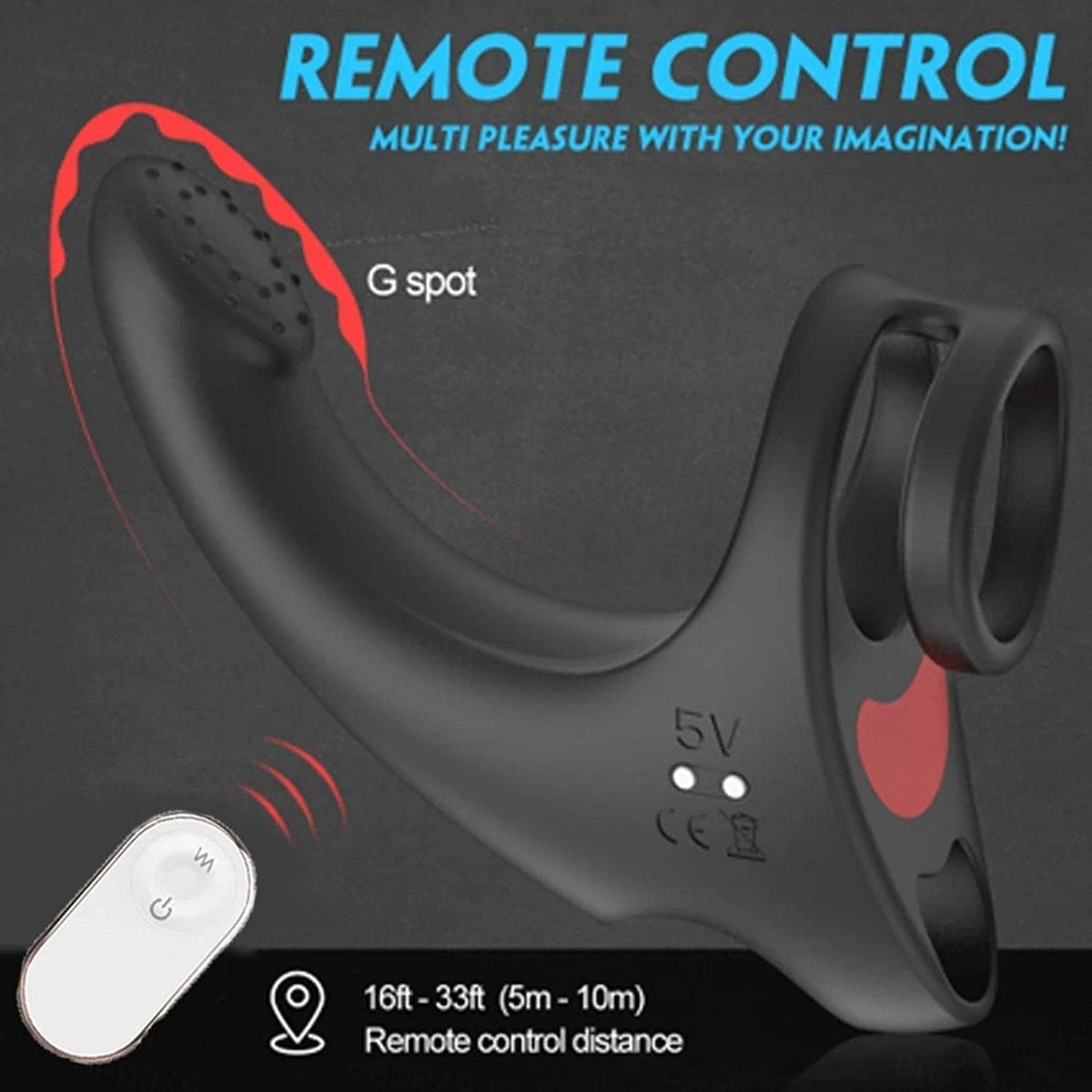 Erection Massager Penis Trainer Vibrator Cock Ring with 9 Powerful Vibration Modes