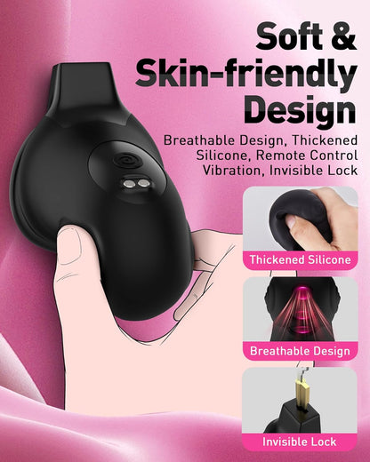 App Control Locking Chastity Cage Device Sex Toy with 8 Vibration Modes